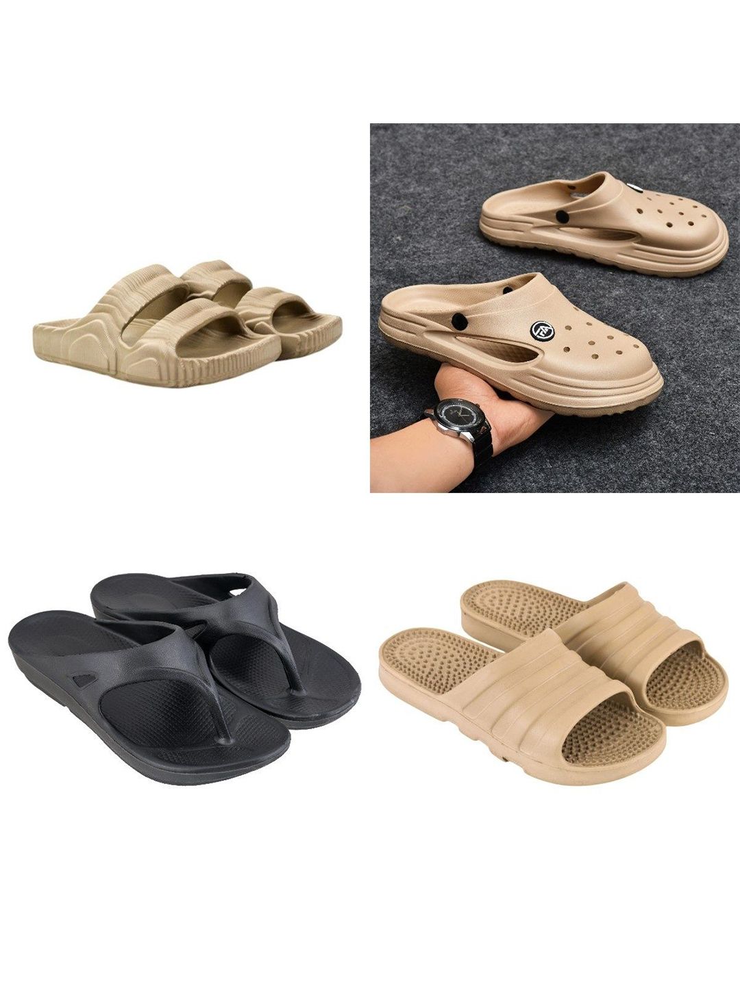 Feel alive Men Set of 4 Solid Ultra-Comfortable & Lightweight Clogs