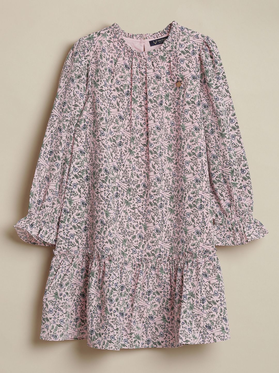 Allen Solly Junior Girls Floral Printed Bell Sleeves A-Line Dress