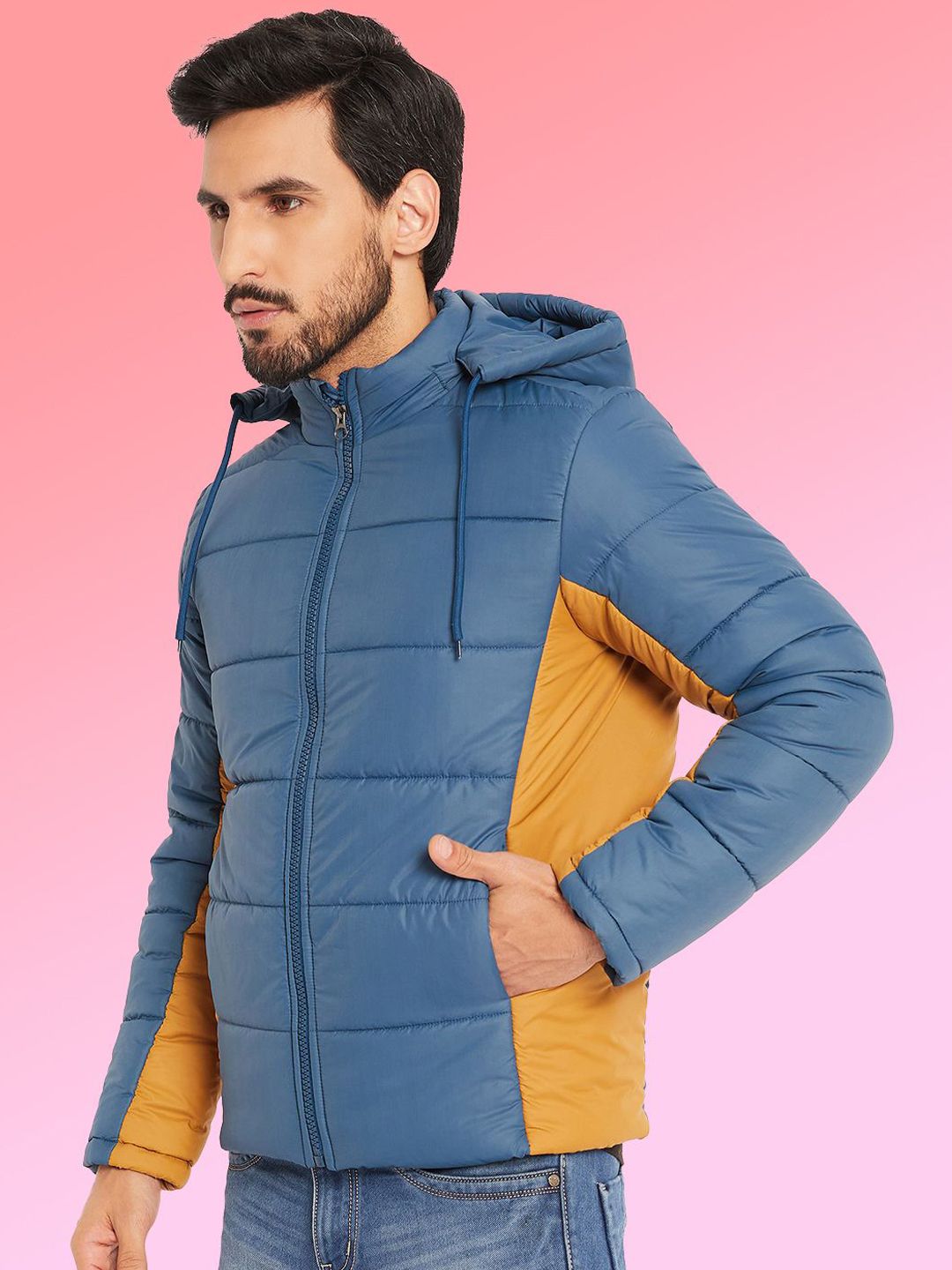 VERO AMORE Men Hooded Colourblocked Lightweight Puffer Jacket