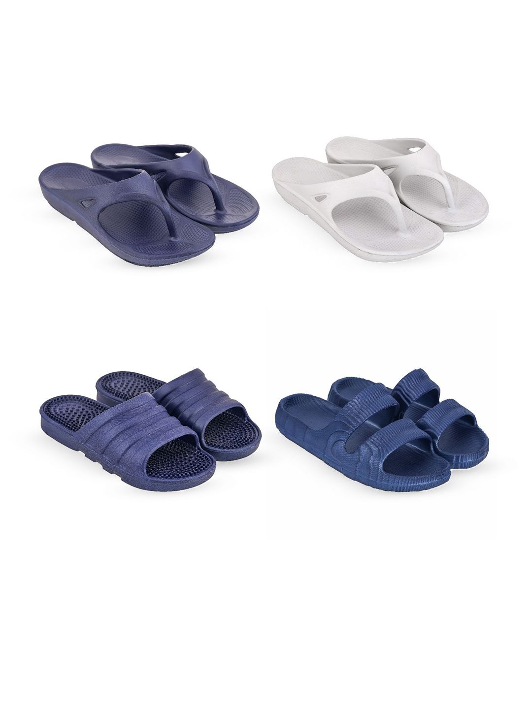 Feel alive Set Of 4 Ultra-Comfortable & Lightweight Thong Flip-Flops & Sliders