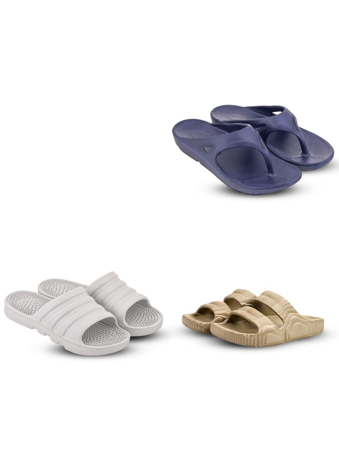 Feel alive Men Pack Of 4 Self Design Ultra-Comfortable And Lightweight Flip Flops