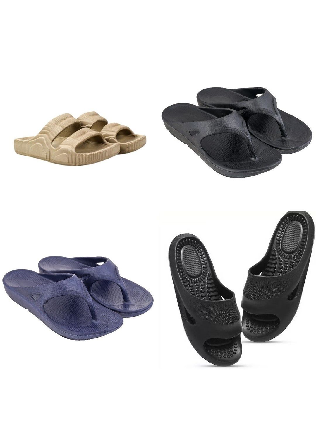 Feel alive Set of 4 Men Ultra Comfortable Lightweight EVA Slippers Clogs