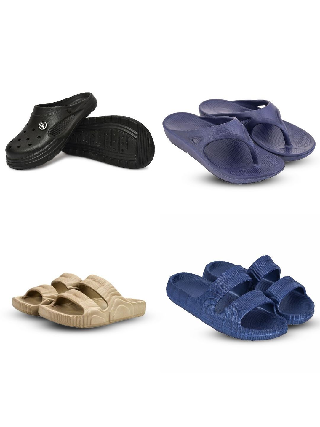 Feel alive Men Set Of 4 Ultra-Comfortable Lightweight Clogs