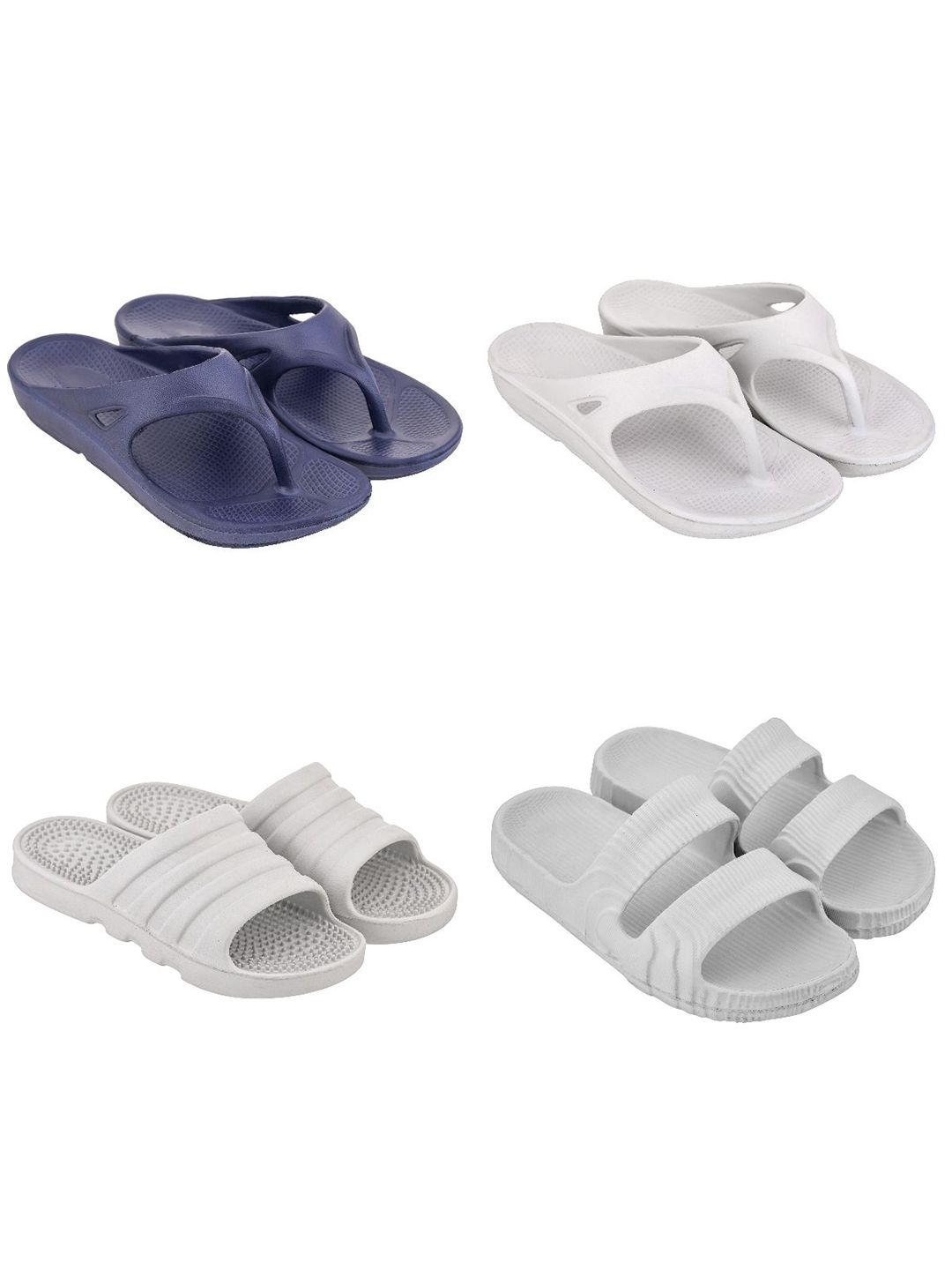 Feel alive Men Set of 4 Textured Clogs Flip Flops