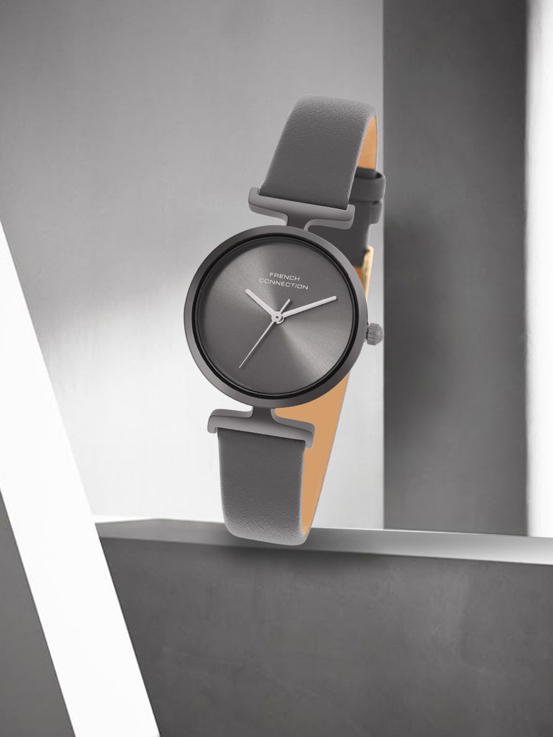 French Connection Solaryn Women Sunray Round Dial Leather Straps Analogue Watch FCU7GNL