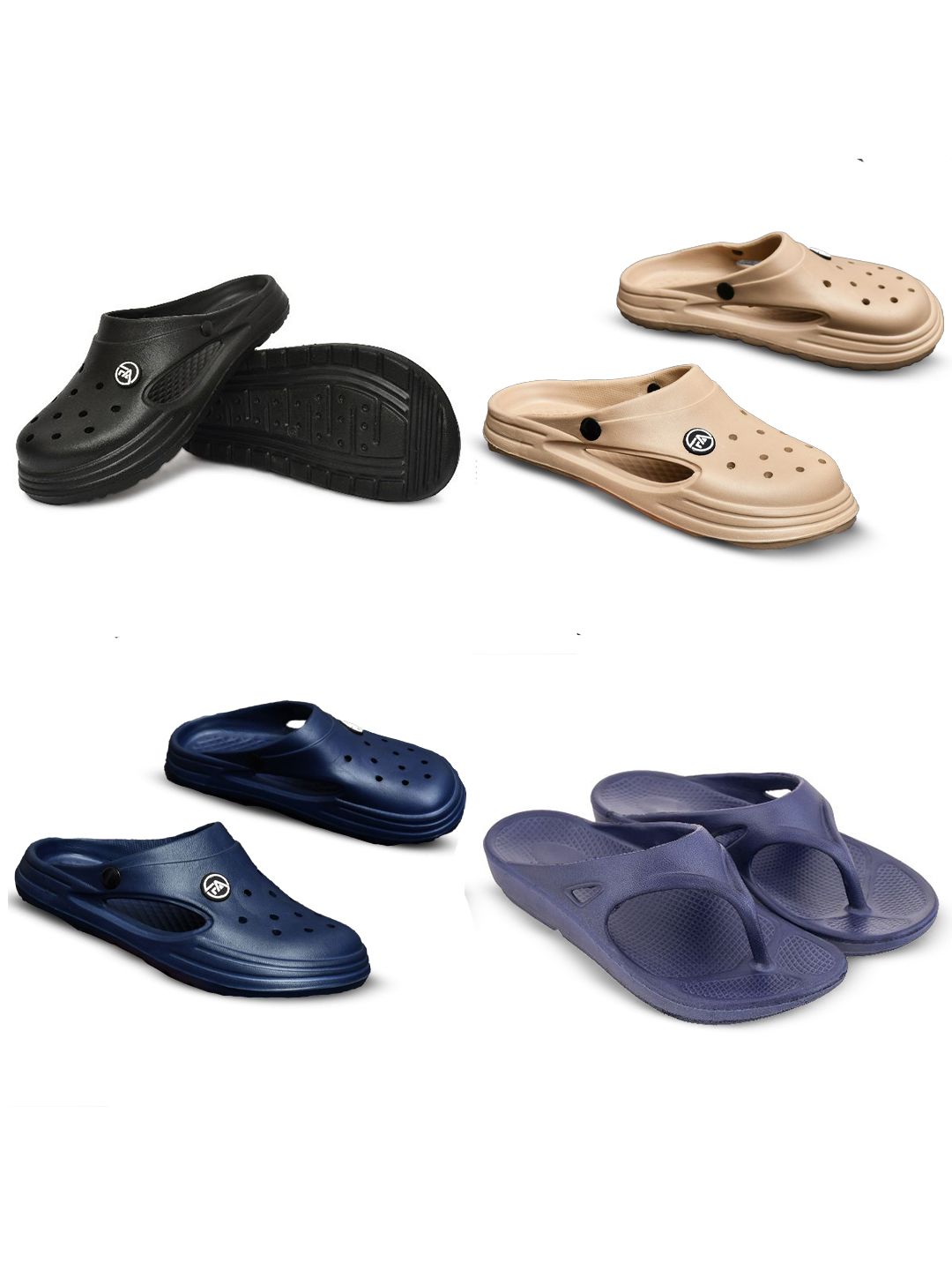 Feel alive Set Of 4 Ultra-Comfortable & Lightweight Thong Flip-Flops & Clogs