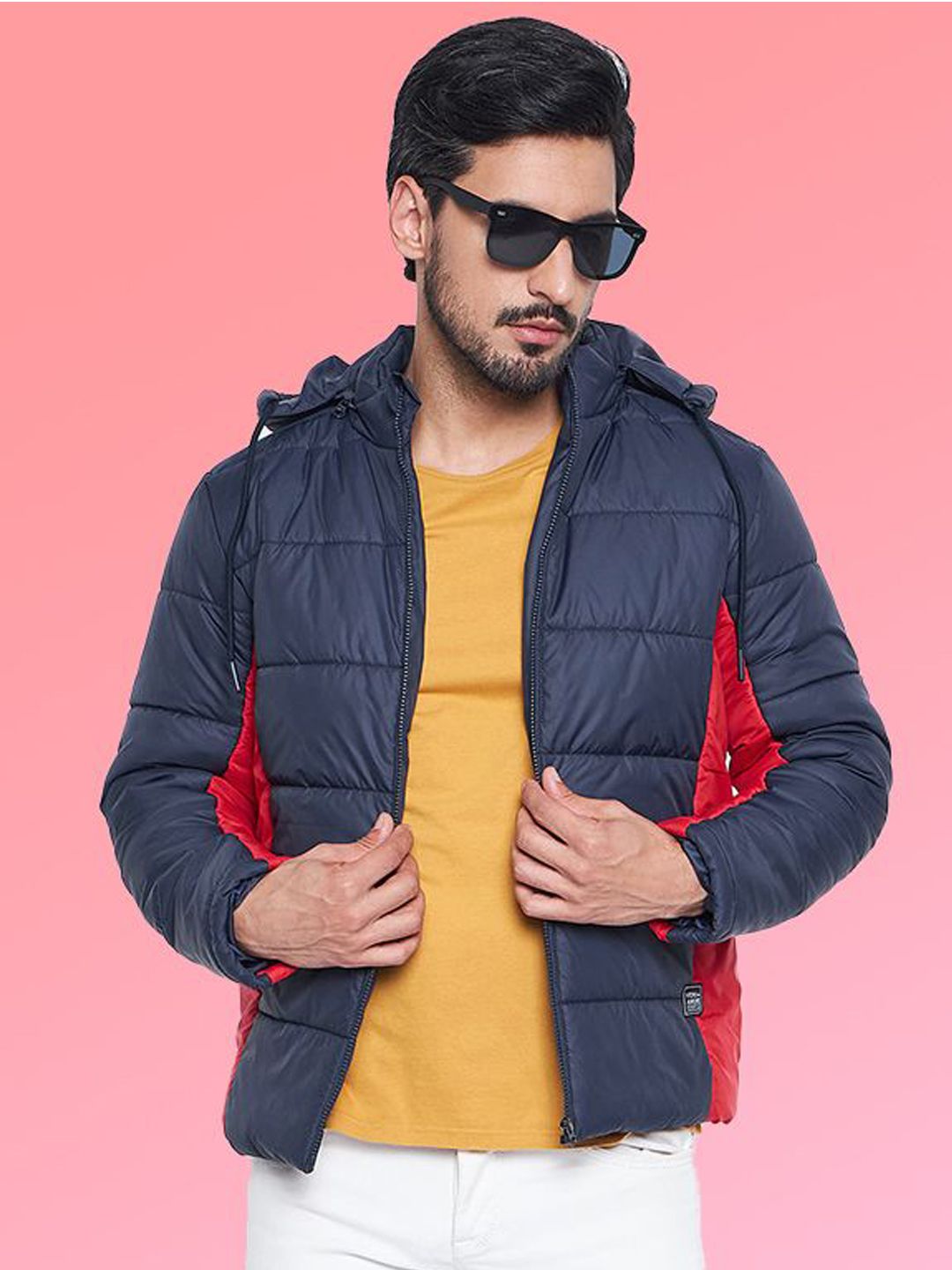 VERO AMORE Men Stand Collar Colourblocked Lightweight Puffer Jacket