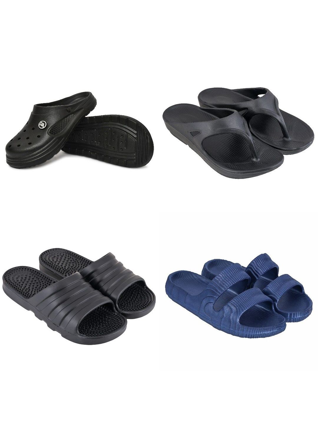 Feel alive Men Set of 4 Solid Ultra-Comfortable & Lightweight Sliders