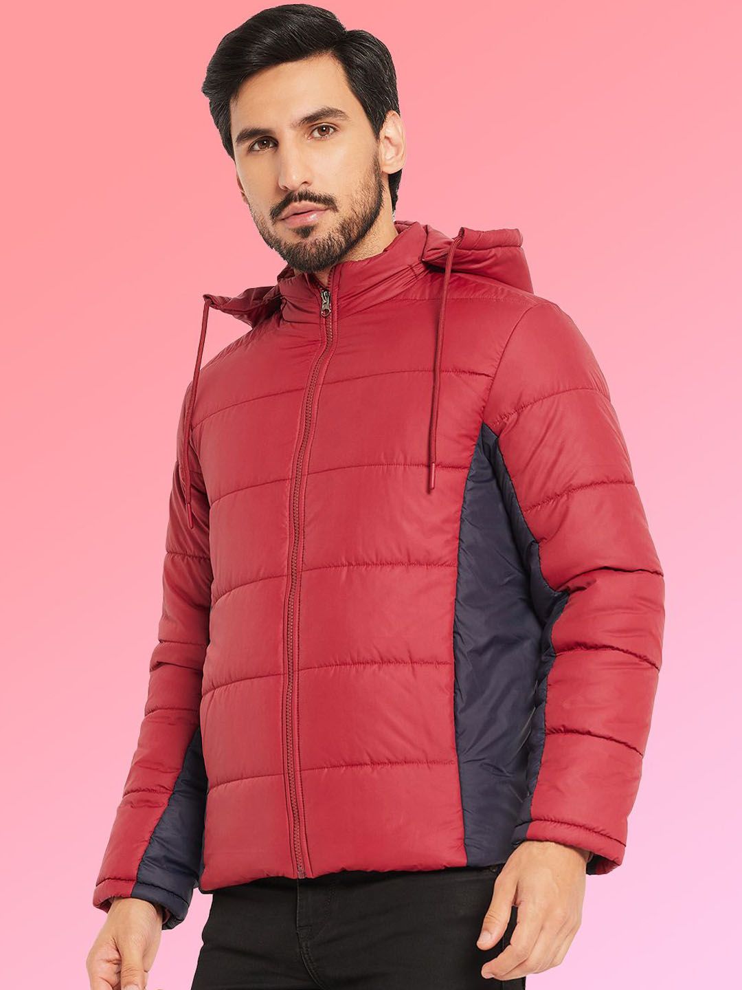 VERO AMORE Men Hooded Colourblocked Lightweight Puffer Jacket