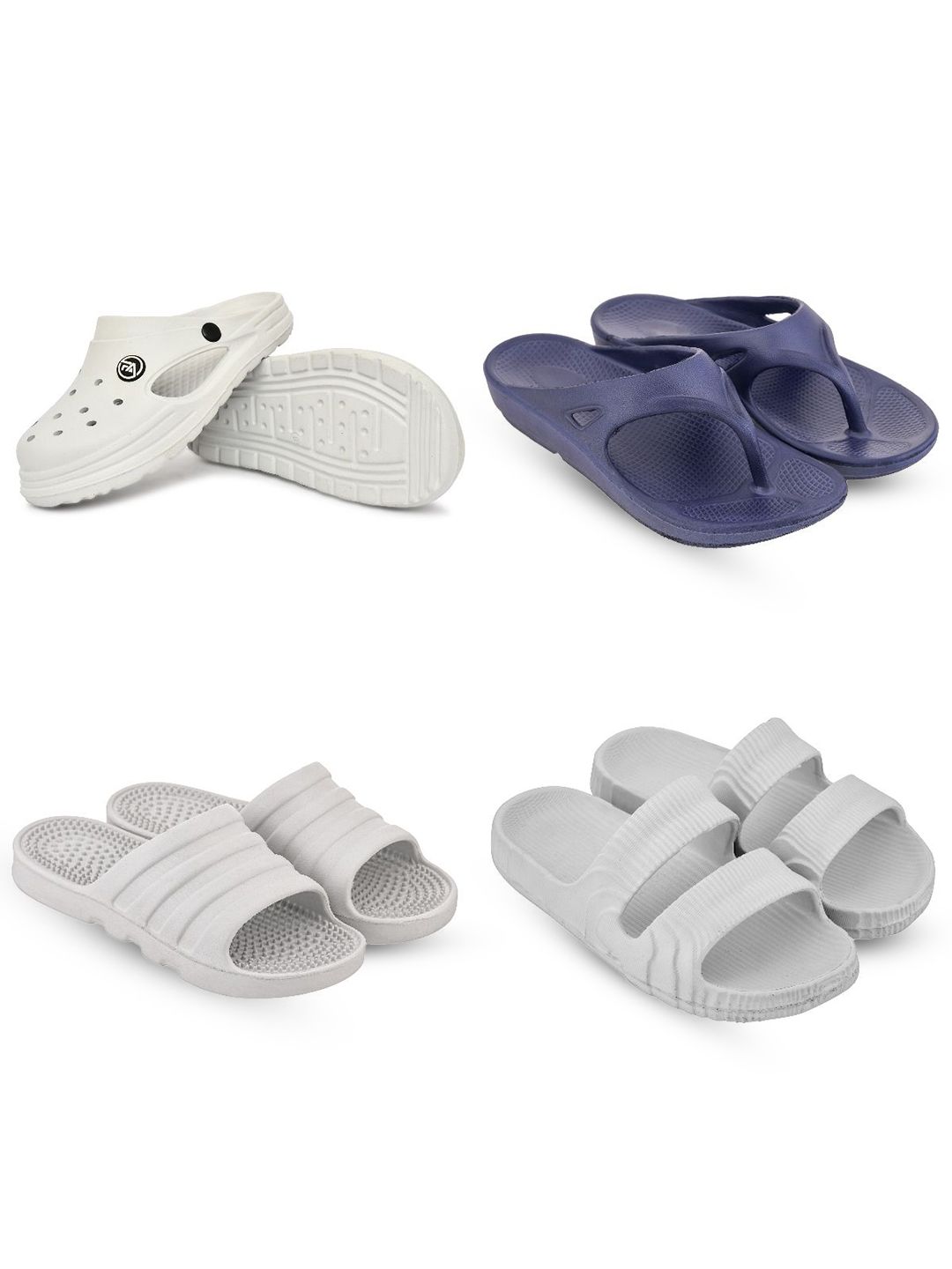 Feel alive Set Of 4 Ultra-Comfortable & Lightweight Thong Flip-Flops & Sliders