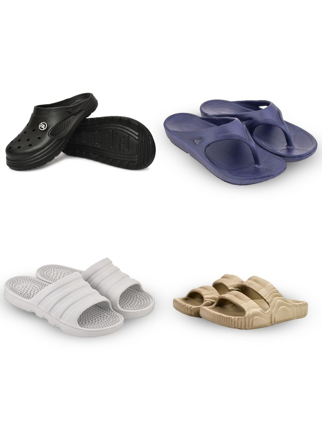 Feel alive Set Of 4 Ultra-Comfortable & Lightweight Thong Flip-Flops & Sliders