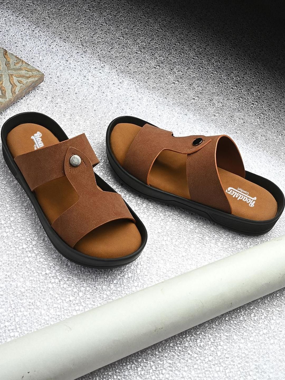 Roadster Men Tan PU Comfort Sandals