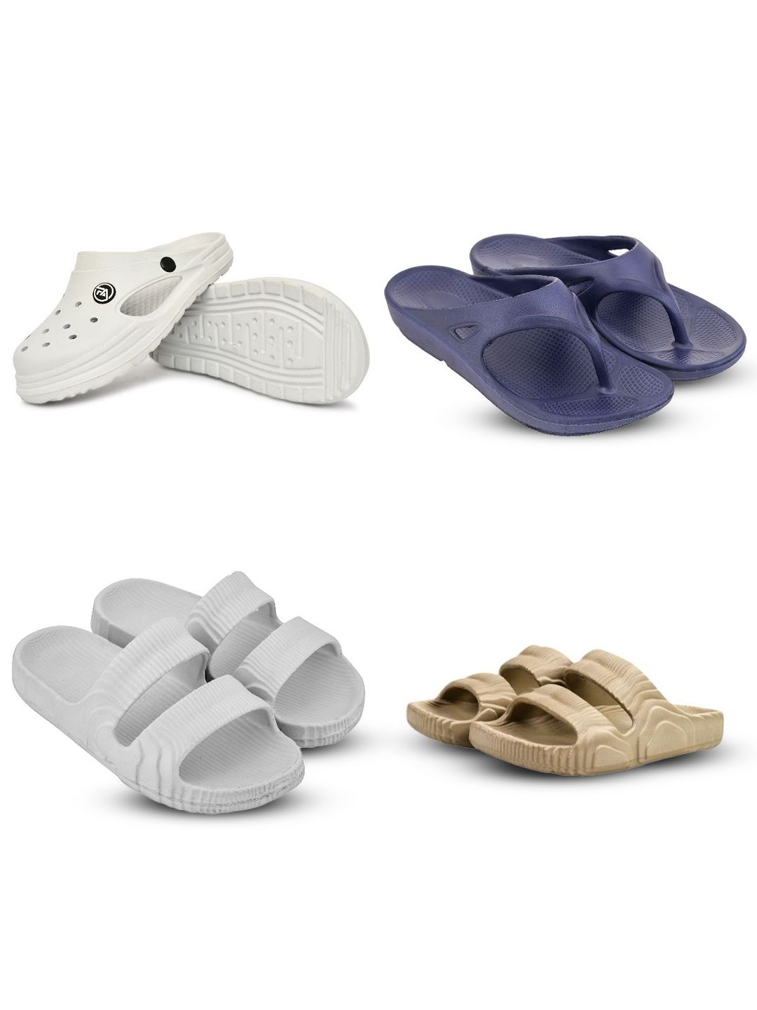 Feel alive Set Of 4 Ultra-Comfortable & Lightweight Thong Flip-Flops & Sliders