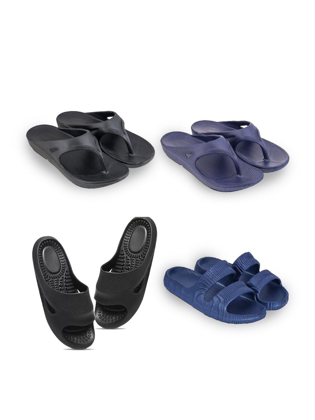 Feel alive Set of 4 Men Solid Ultra Comfortable Lightweight Slipper