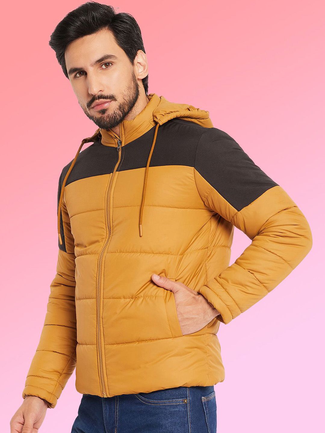 VERO AMORE Men Hooded Colourblocked Lightweight Puffer Jacket