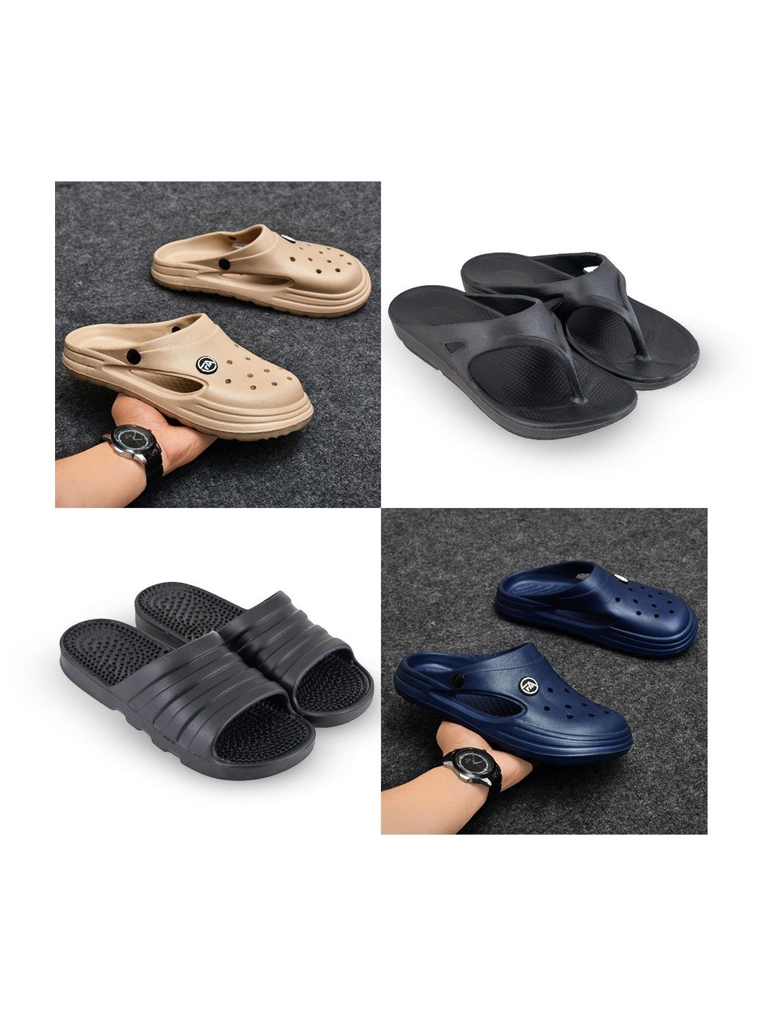 Feel alive Men Set of 4 Pair Self Design Lightweight Clogs