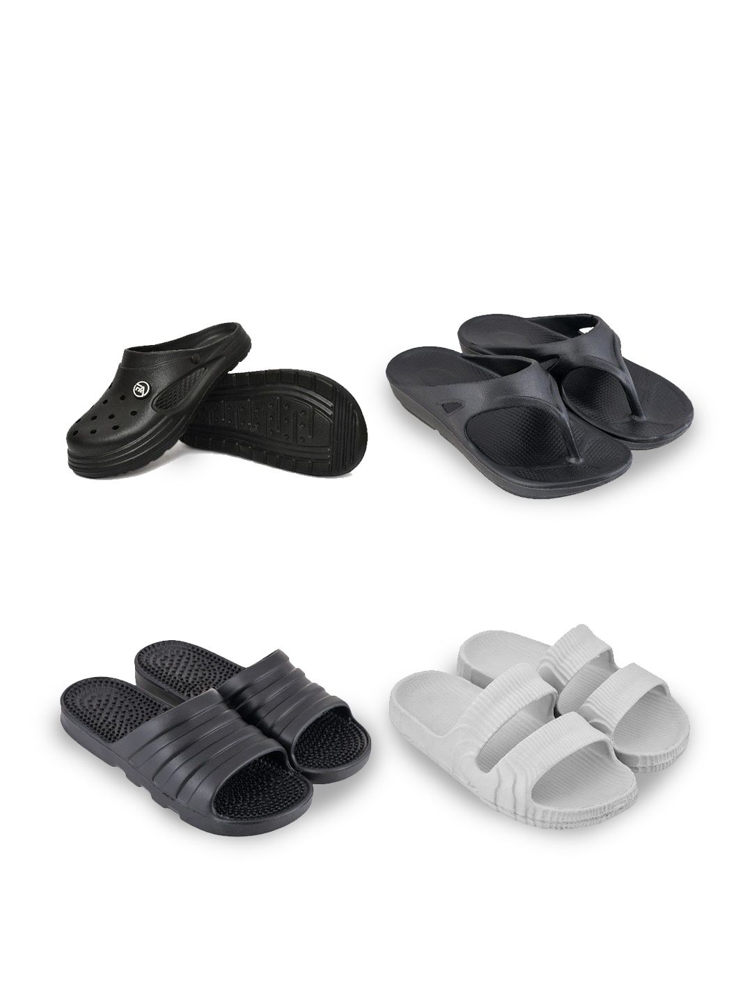 Feel alive Set of 4 Men Solid Ultra Comfortable Lightweight Thong Flip Flop