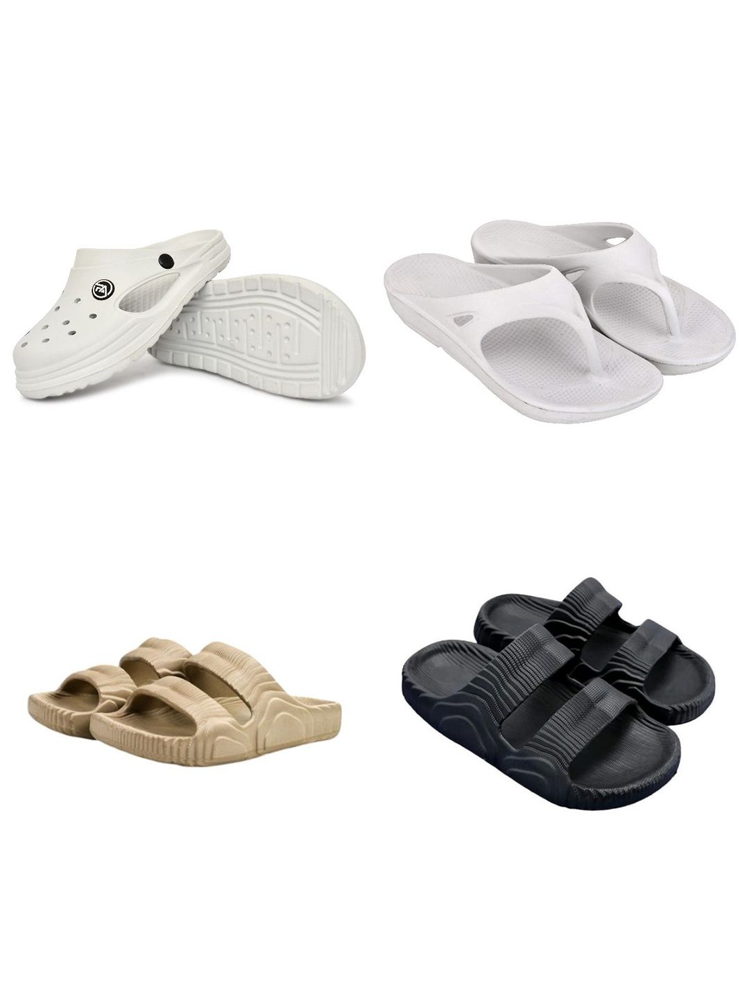Feel alive Men Pack Of 4 Self Design Ultra-Comfortable And Lightweight Clogs