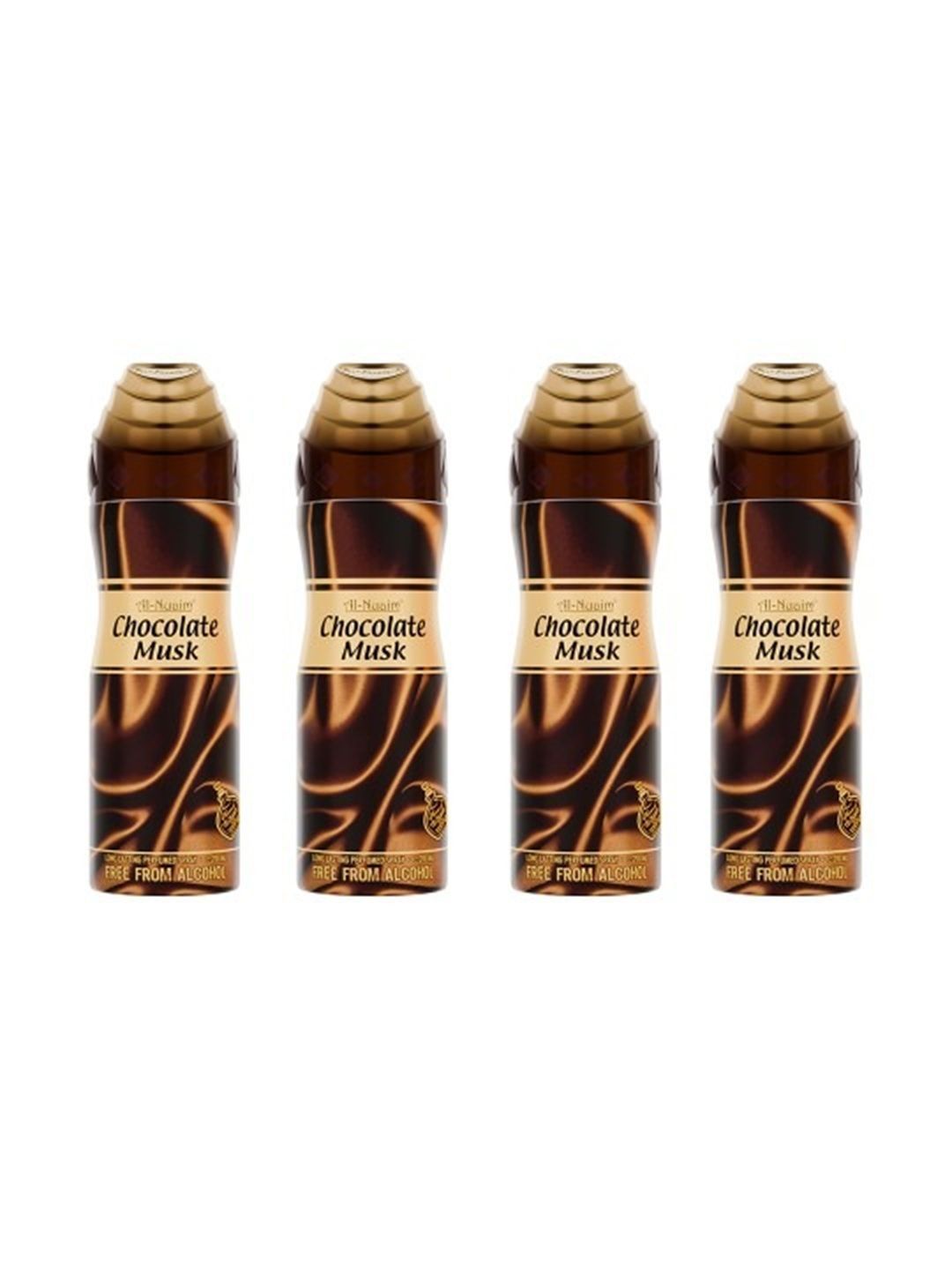 Al-Nuaim 4Pcs Chocolate Musk Long Lasting Alcohol Free Perfumed Spray - 200ml Each