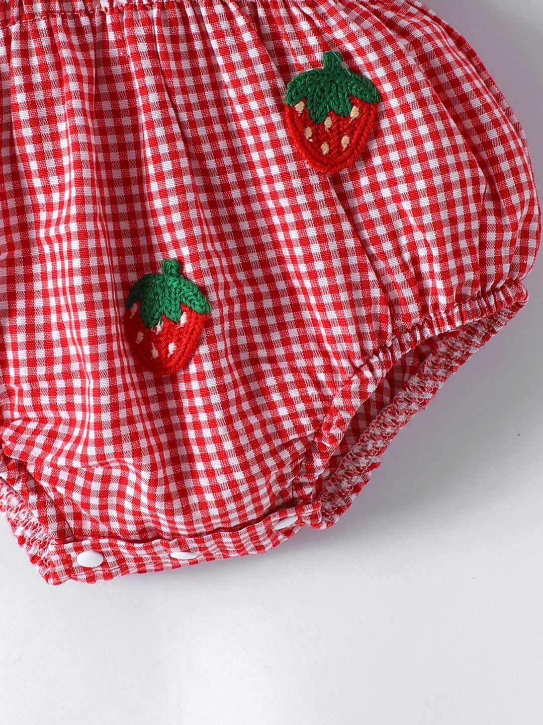 Buy Hopscotch Girls Red Strawberry 3D Applique & Smocked