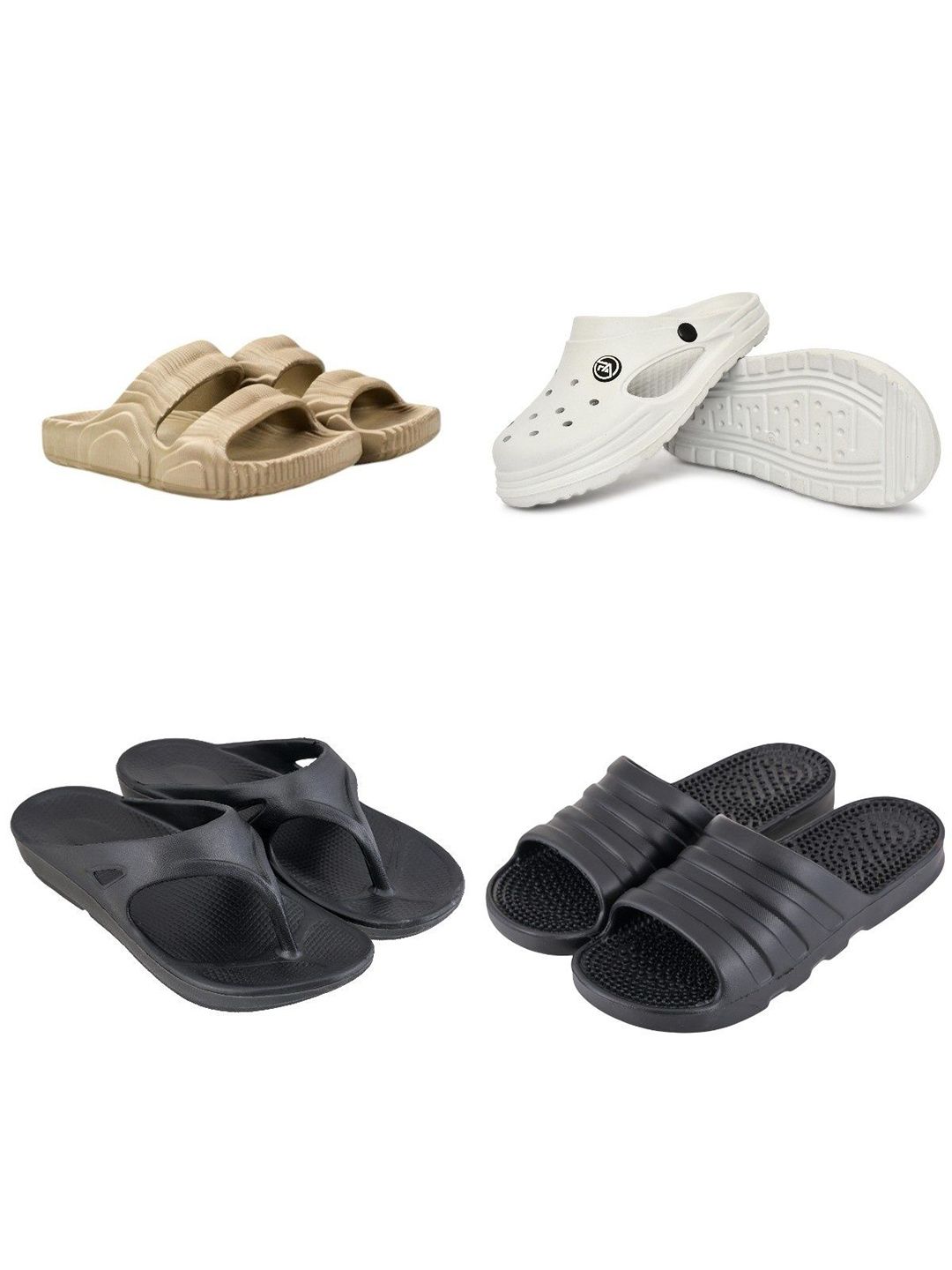 Feel alive Men Set of 4 Self Design Clogs Flip Flops
