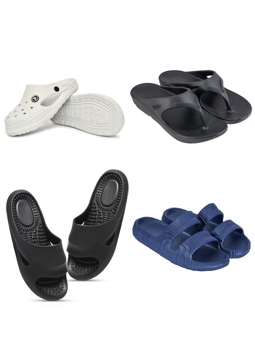 Feel alive Set of 4 Men Solid Ultra Comfortable Lightweight Thong Flip Flop