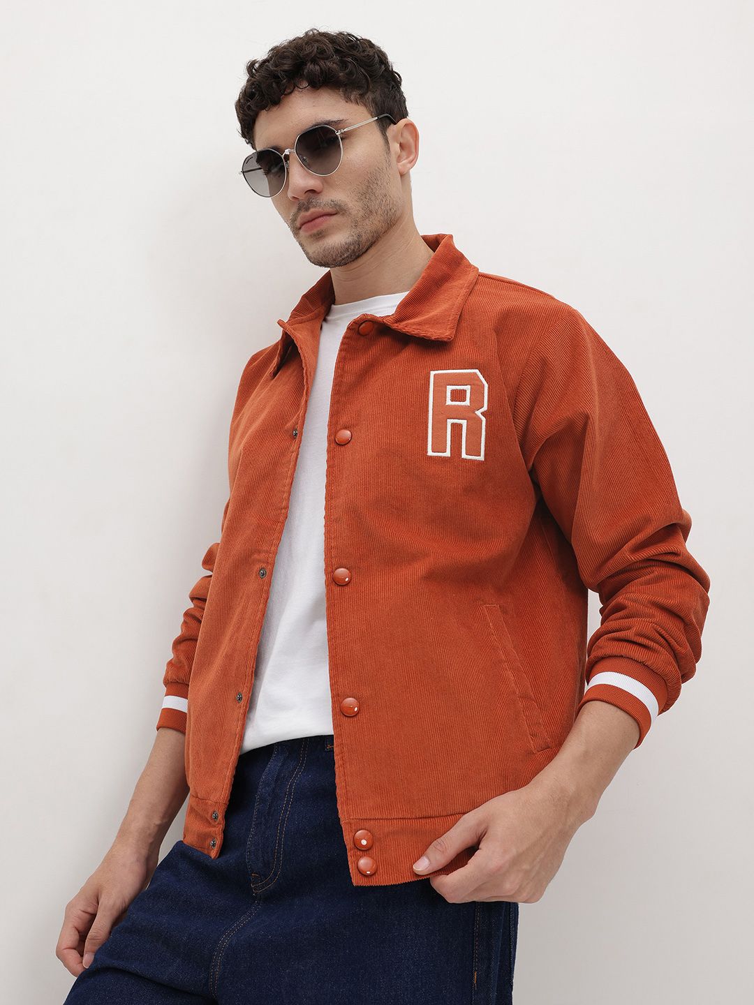 The Roadster Life Co. Corduroy Applique Varsity Jacket