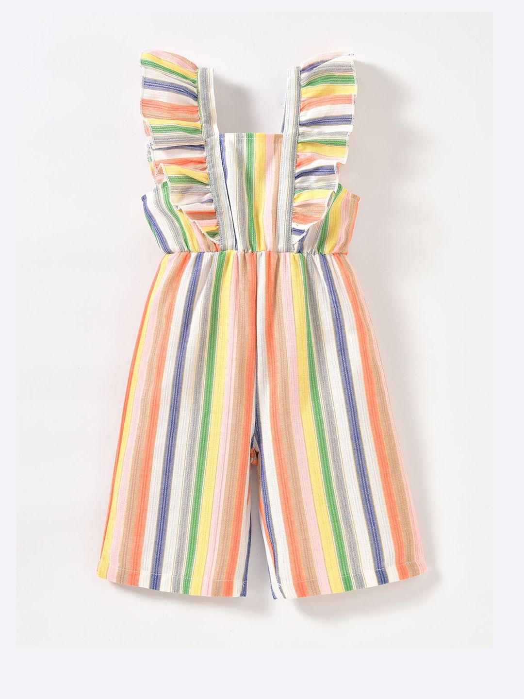 Hopscotch Girls Striped Square Neck Jumpsuit