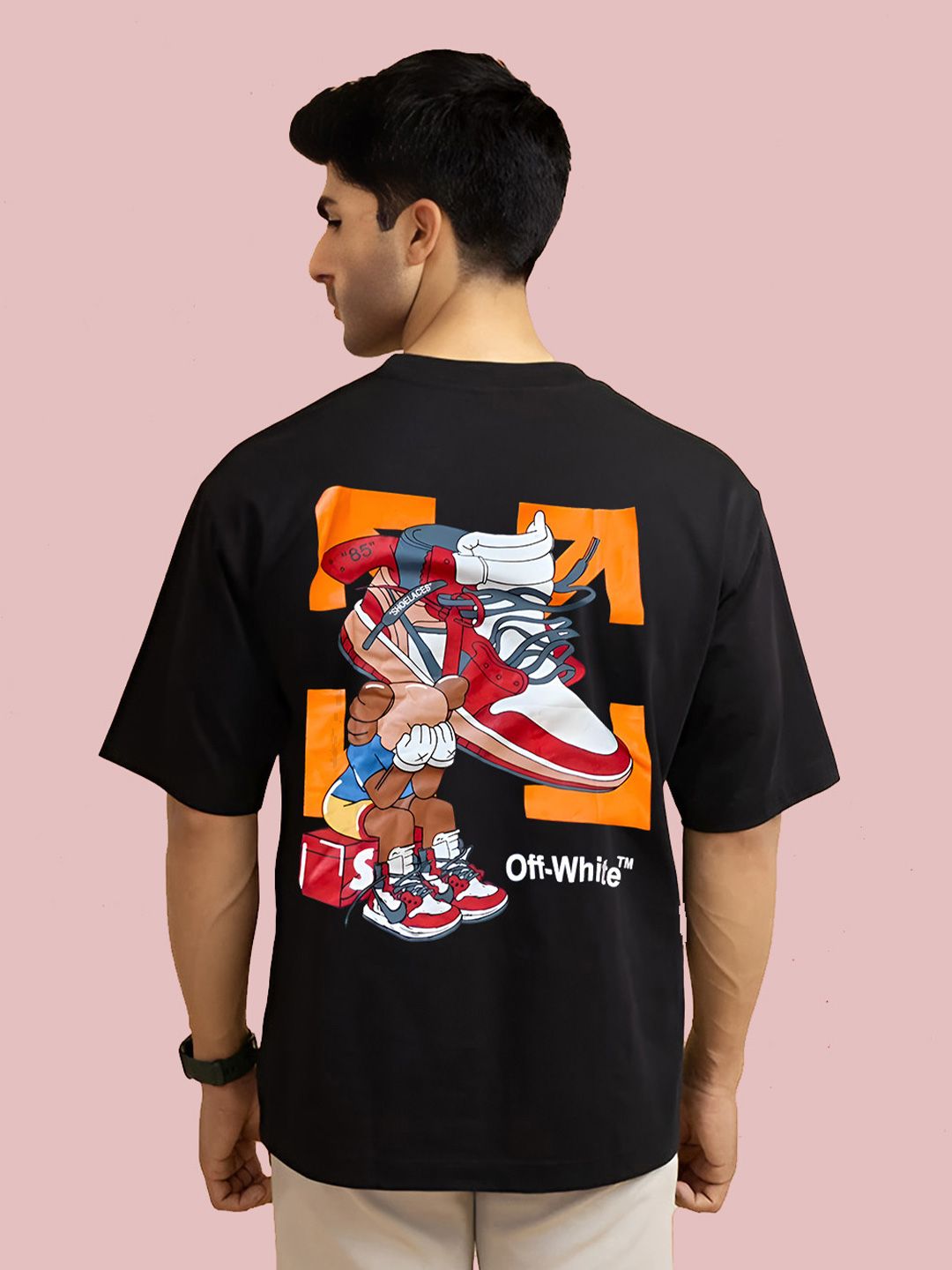 BDSQUARE Graphic Printed Drop-Shoulder Sleeves Oversized Cotton T-shirt