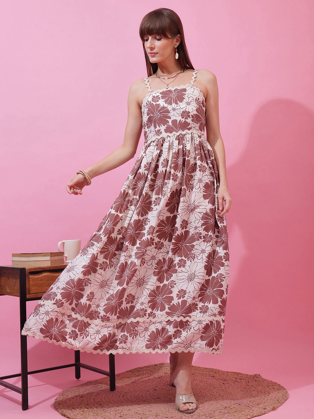 Buy SHEETAL Associates Floral Printed Cotton Fit & Flare Maxi