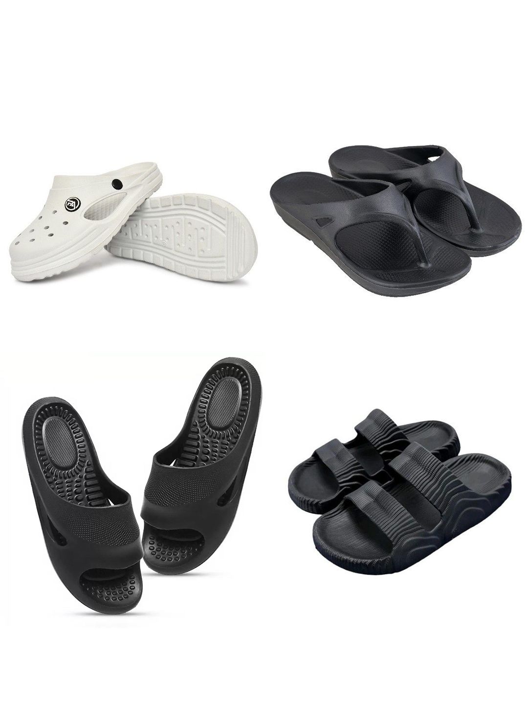 Feel alive Men Set of 4 Solid Ultra-Comfortable & Lightweight Clogs