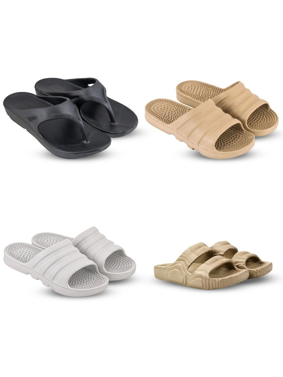 Feel alive Men Set of 4 Solid Ultra-Comfortable & Lightweight Sliders