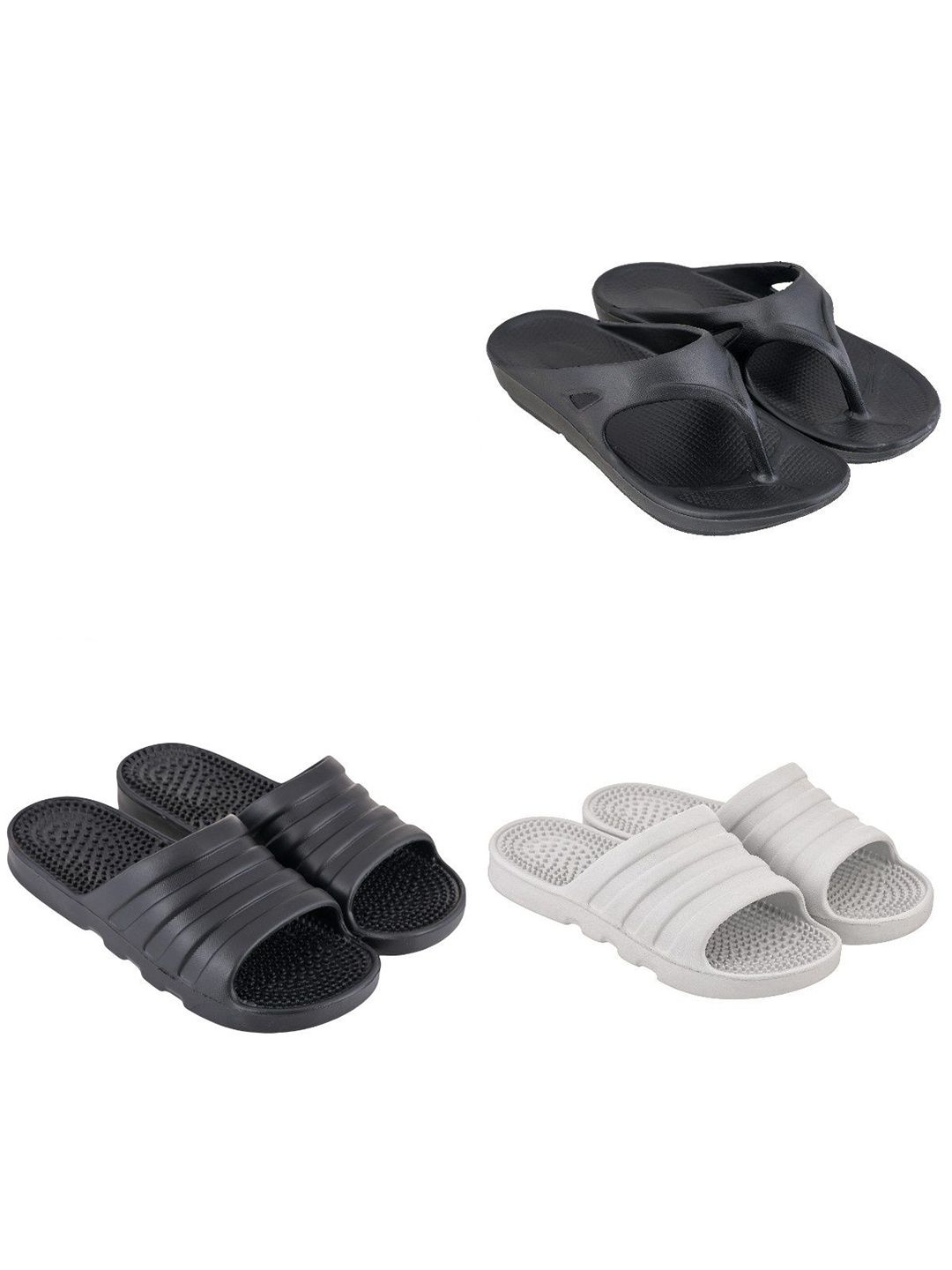 Feel alive Set of 4 Men Solid Ultra Comfortable Lightweight Thong Flip Flop
