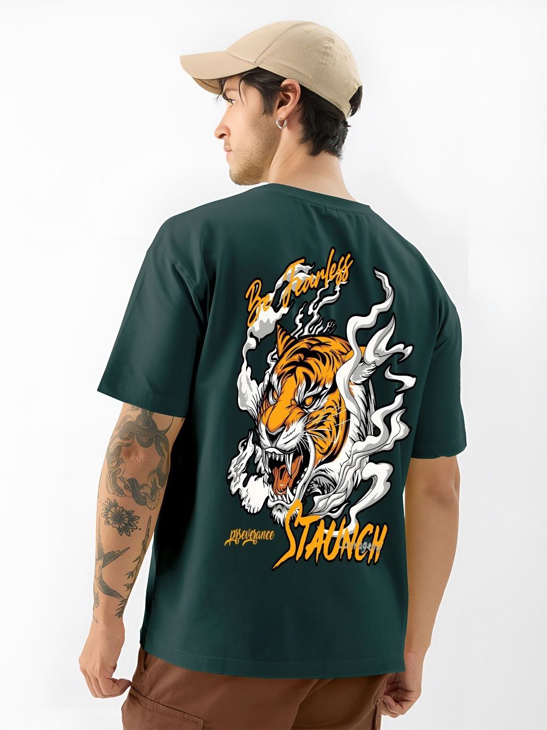 Buy ANGERHOOD Graphic Tiger Printed Drop-Shoulder Sleeves