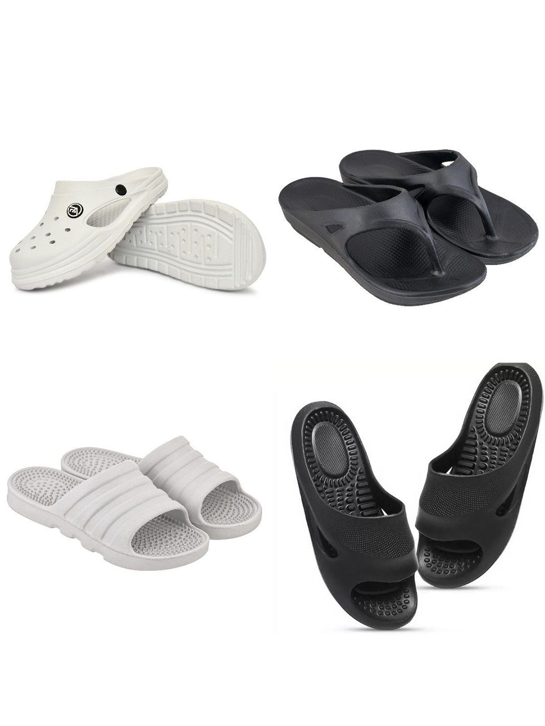 Feel alive Set of 4 Men Solid Ultra Comfortable Lightweight Thong Flip Flop