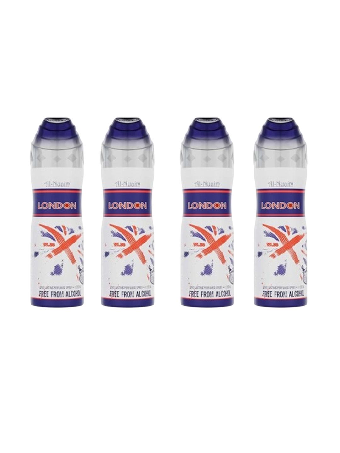 Al-Nuaim 4Pcs White London Long Lasting Alcohol Free Deodorant Perfumed Spray - 200ml Each