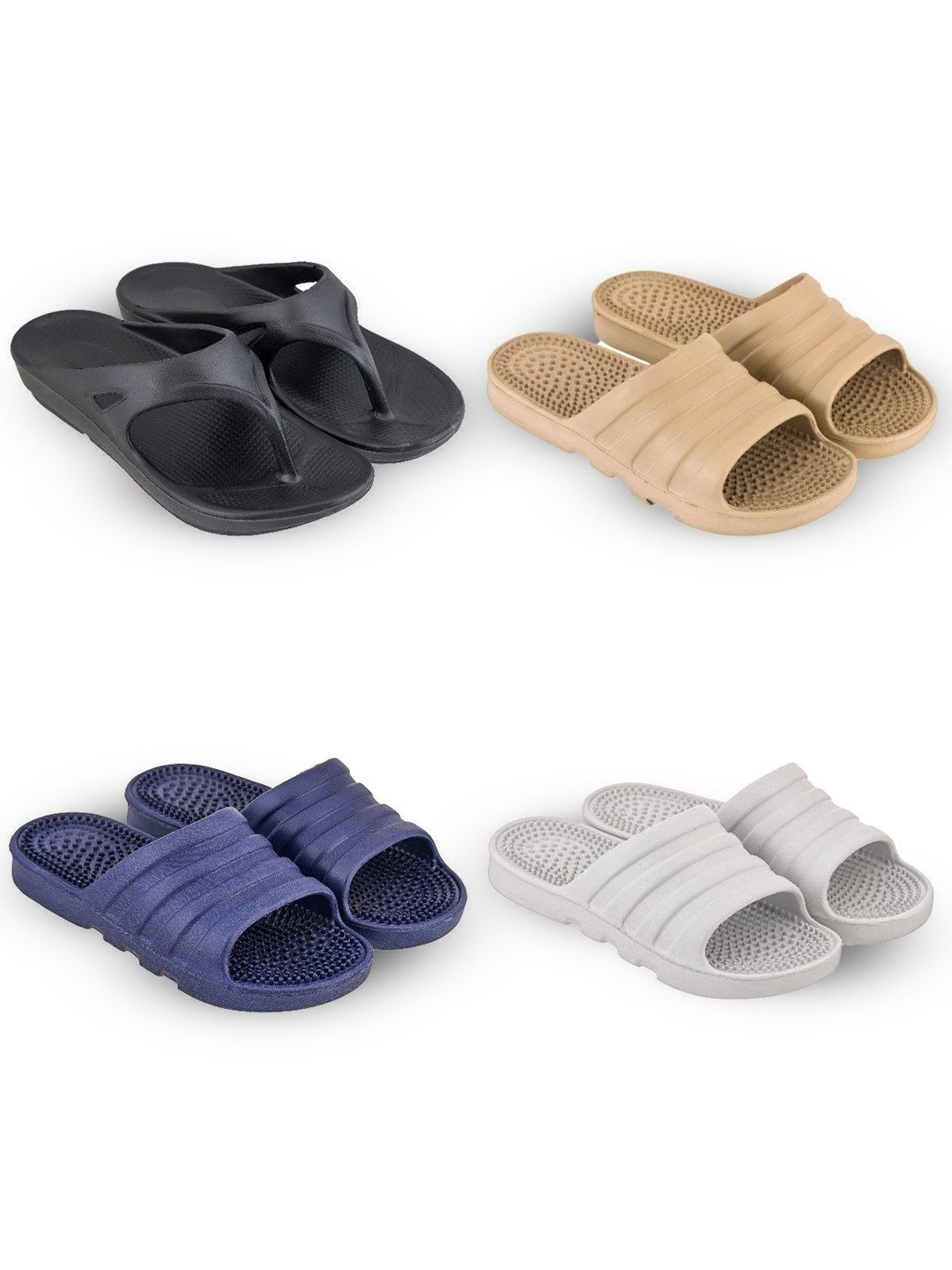 Feel alive Set of 4 Men Solid Ultra Comfortable Lightweight Slipper