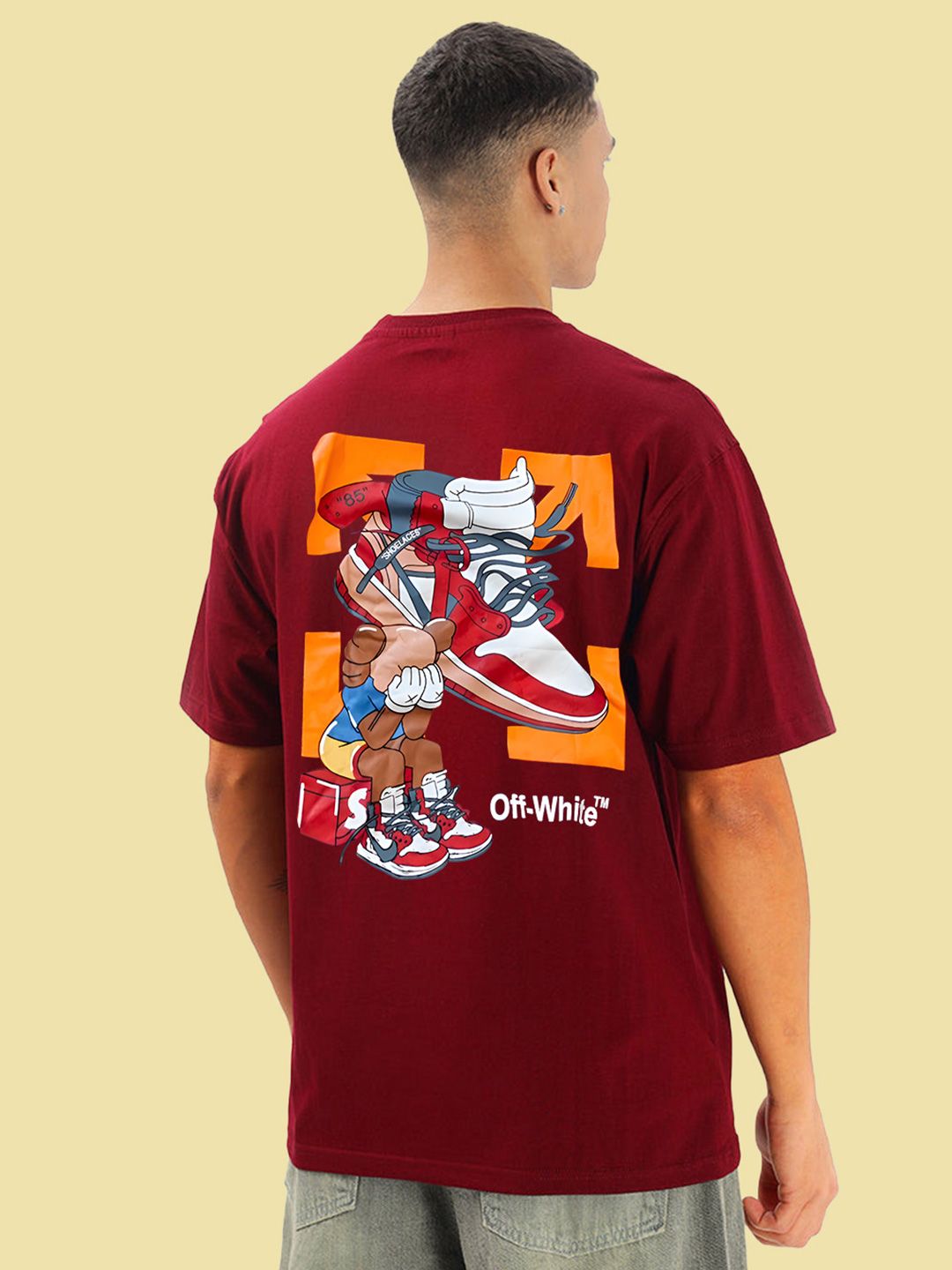 BDSQUARE Graphic Printed Drop-Shoulder Sleeves Oversized Cotton T-shirt