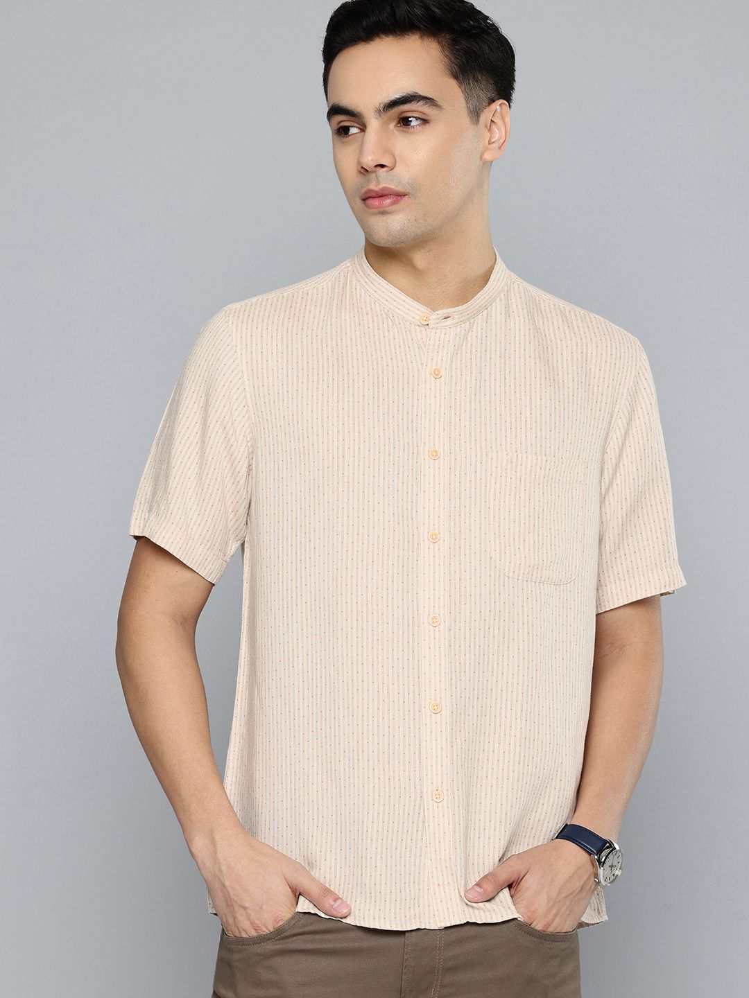 Indian Terrain Indian Terrain Classic Fit Striped Printed Casual Shirt