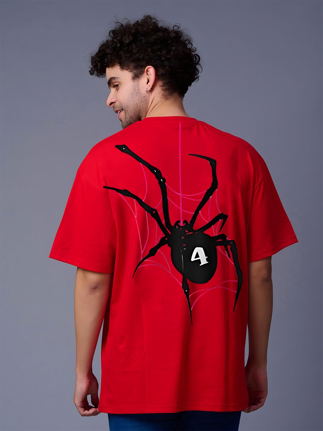 BDSQUARE Men Graphic Printed Round Neck Cotton Oversized T-shirt
