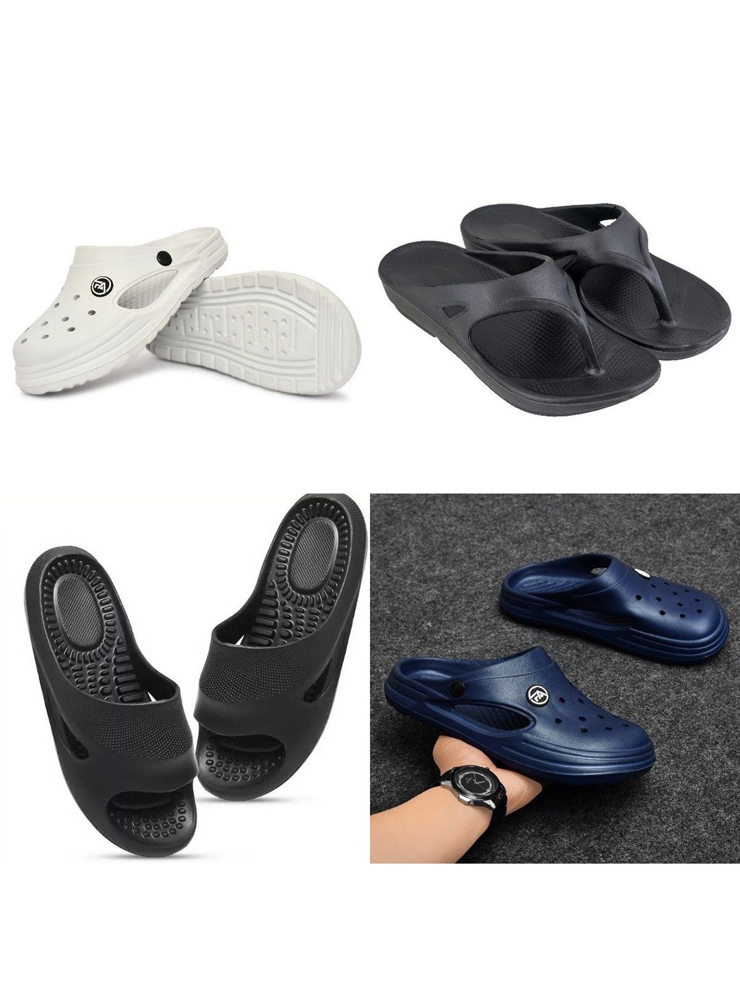 Feel alive Men Set Of 4  Self Design Ultra-Comfortable Lightweight Clogs
