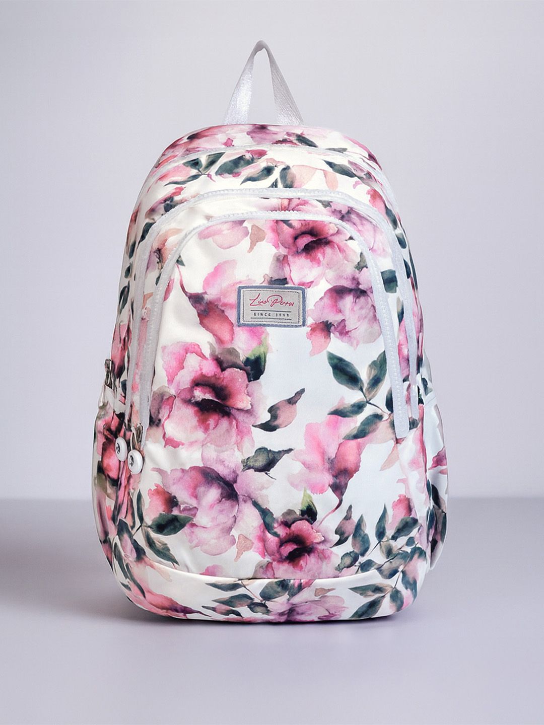 Lino Perros Lino Perros Women White & Pink  Floral Print 13 Inch Laptop Backpack