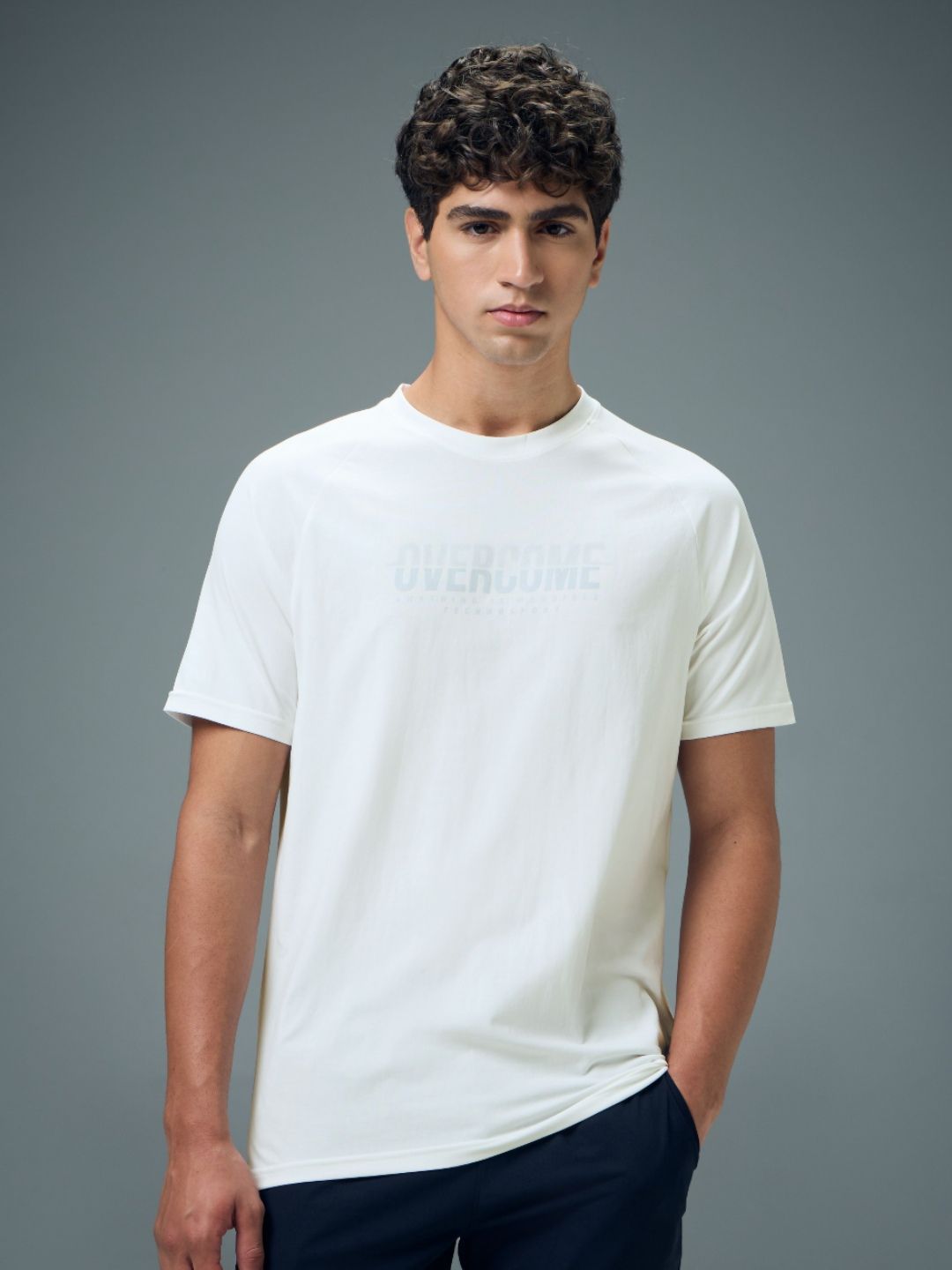 Technosport Typography Printed Anti Static Slim Fit T-shirt