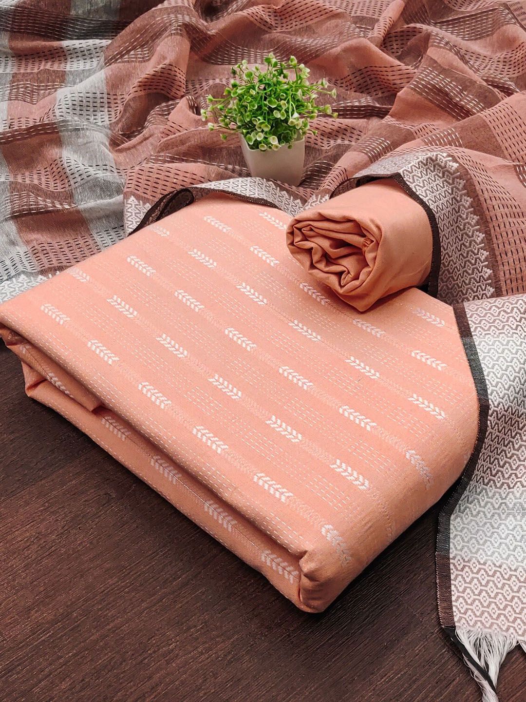 Panzora Geometric Woven Design Unstitched Dress Material