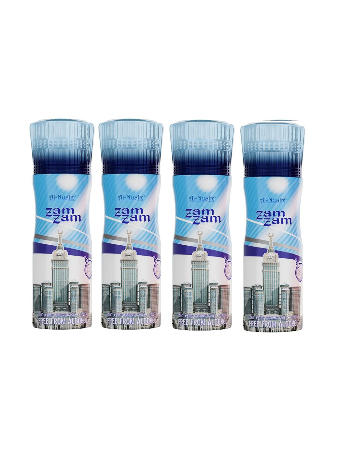 Al-Nuaim Set Of 4 Zam Zam Long Lasting Alcohol Free Deodorant Perfumed Spray - 200ml Each