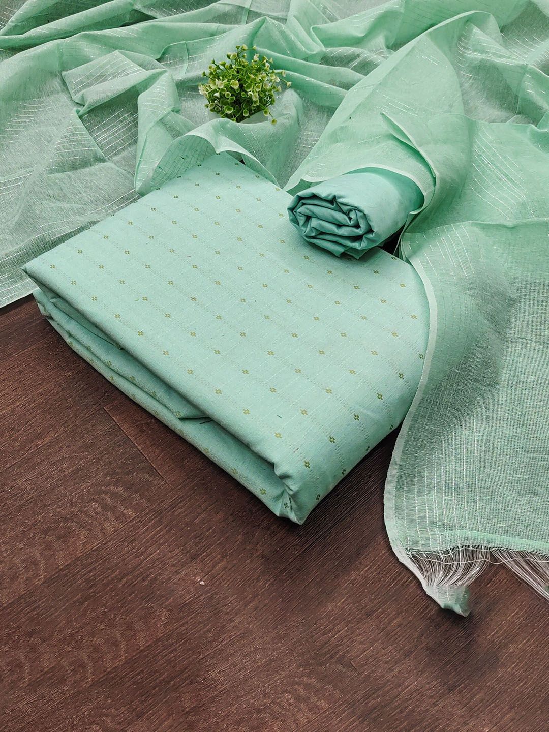 Panzora Geometric Woven Design Cotton Jacquard Unstitched Dress Material