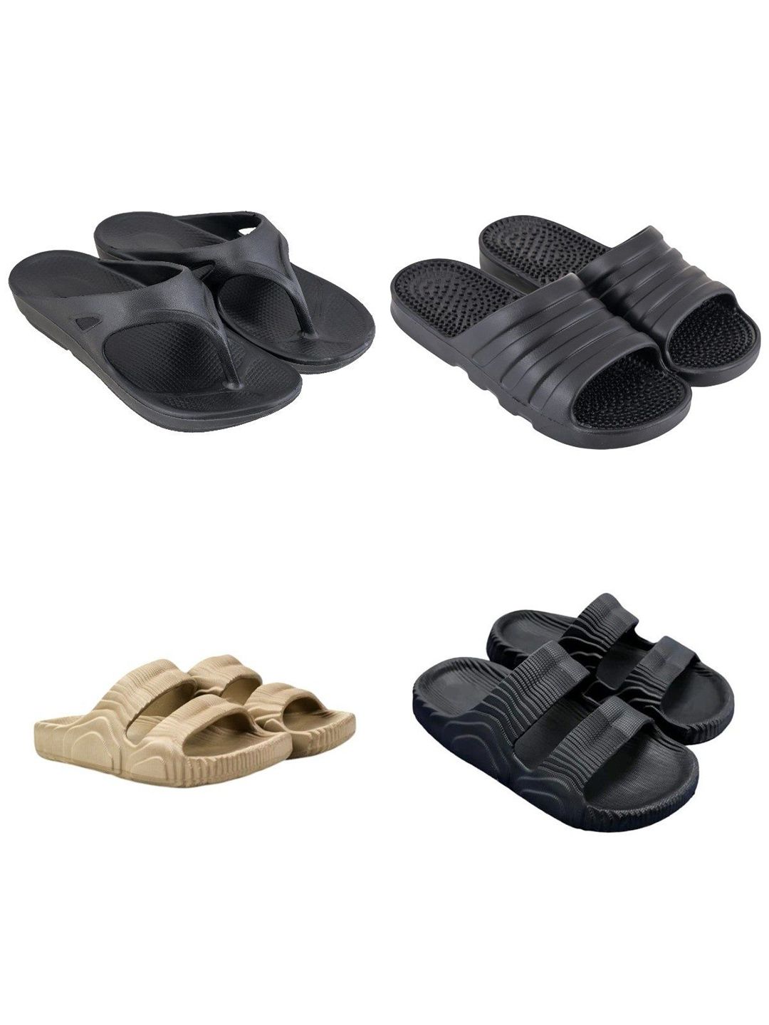 Feel alive Set of 4 Men Solid Ultra Comfortable Lightweight Thong Flip Flop