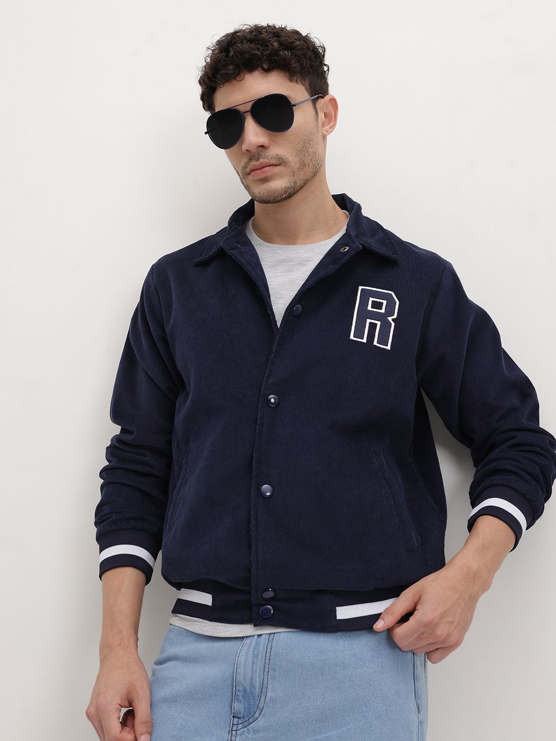 The Roadster Life Co. Corduroy Applique Varsity Jacket