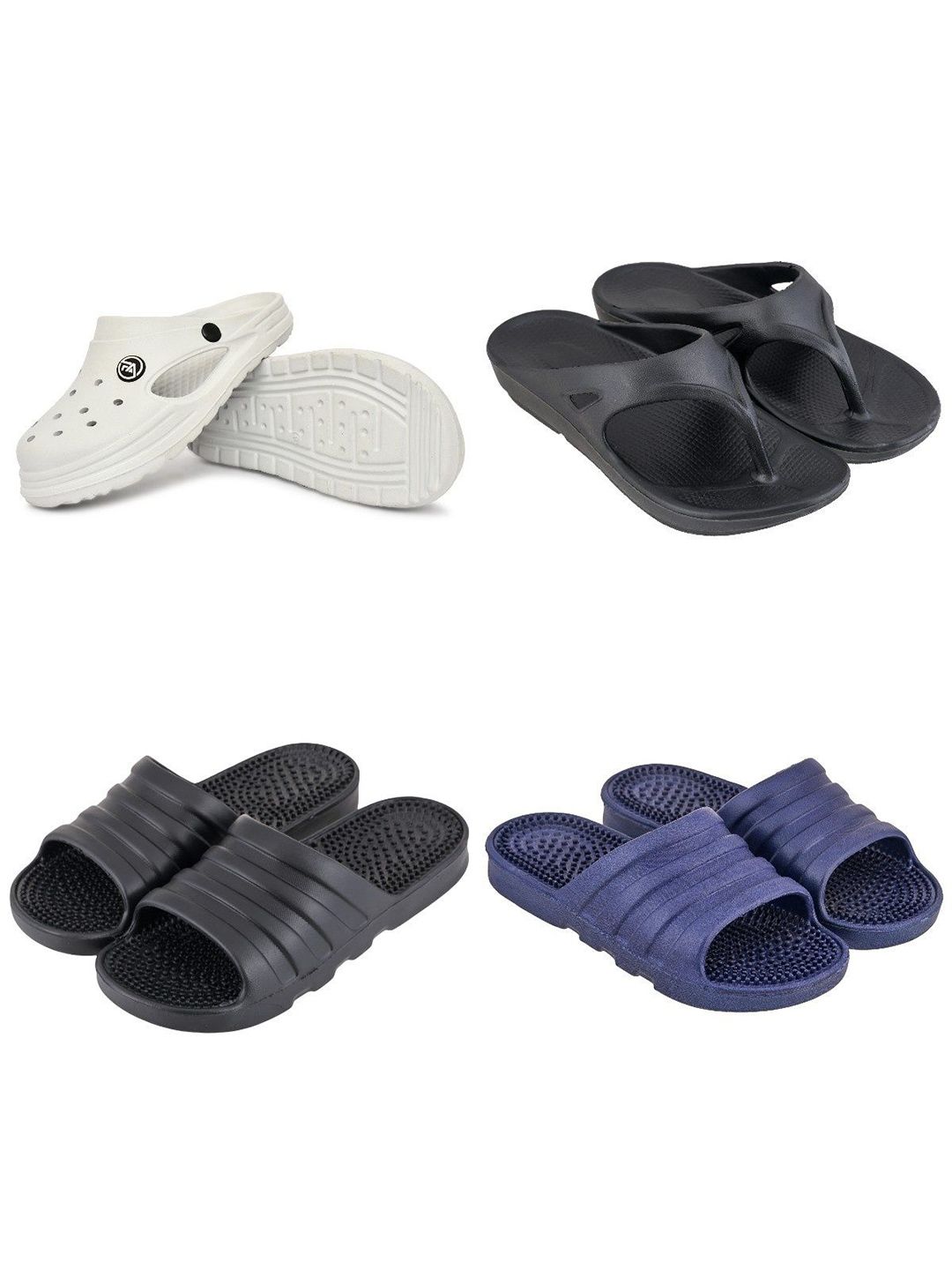 Feel alive Men Set of 4 Ultra-Comfortable Lightweight Flip Flops
