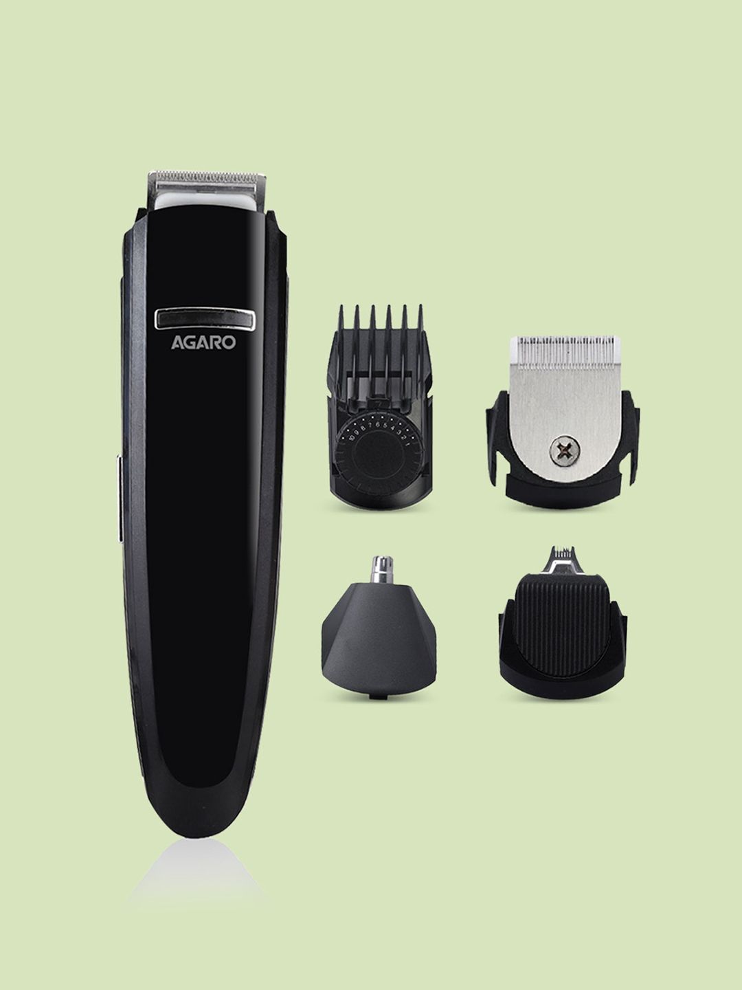 Agaro Men MG 4760 4-in-1 Grooming Kit for Beard with Nose Trimmer - Black